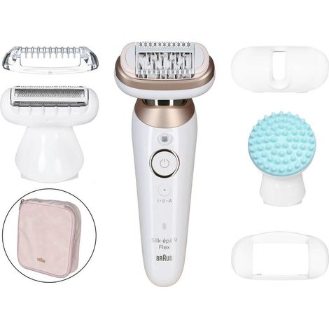 Braun Silk-épil 9 Flex 9-071 Depiladora eléctrica blanca y dorada