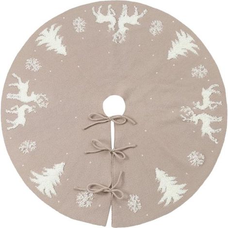 Jupes de sapin de Noël - Jupe de sapin de Noël - Fibre acrylique - Tissu pour sapin de Noël - Housse pour sapin de Noël - Couverture pour sapin de Noël - Ronde - Pour décorations de Noël - 92 cm - Bei (1/5)