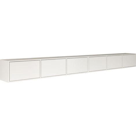 Selsey Mobile Porta TV Sospeso Bianco Stile Minimalista e Funzionale 300 cm / 3 Moduli da 100 cm Sei Ante a Ribalta Pannelli di Truciolato Laminato 16 mm Sistema Push-to-Open Elegante e Solido (1/5)