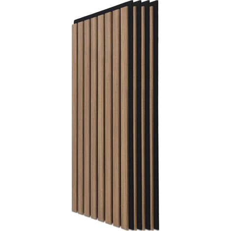 Lot de 4 panneaux muraux acoustiques à lattes en bois pour décoration d'intérieur, panneaux en bois cannelés 3D absorbant le bruit pour mur, plafond, cuisine, salon, chambre à coucher, bureau (1/5)