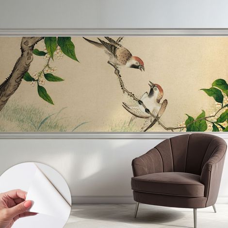 Selbstklebende Tapete - Wanddekoration Wohnzimmer - Tapete Schlafzimmer Klassisches Duett 250x104 cm (1/5)