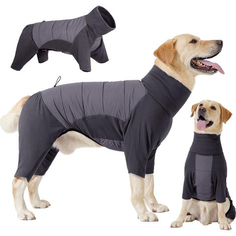Winter Hundemantel mit Beinen, Elastischer Hundejacke Hund-Overall Fleecefutter Warm, Winddichte Hund Wintermantel mit Geschirrloch für kleine, mittelgroße und große Hunde (1/5)