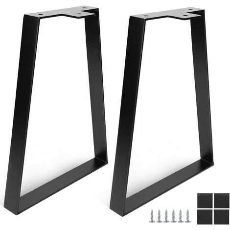Lot de 2 pieds pour table en métal, 35 cm, pieds pour meubles trapézoïdaux, pieds de bureau industriel, pieds table en fer, pour tables basses, bureaux de bricolage, noir (1/5)
