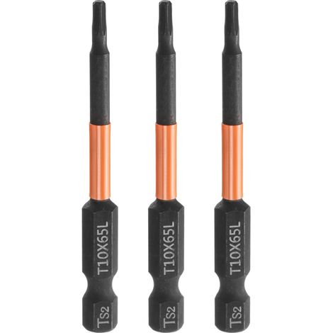 3Pcs Embout Tournevis Torx T10 1/4" Hex Shank Long 2.56" (65mm) (1/5)