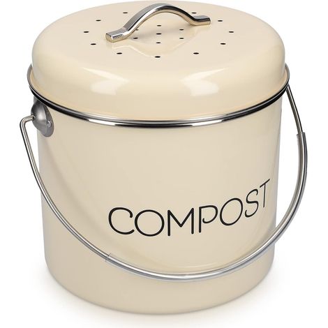 Poubelle à compost en acier inoxydable Poubelle à compost de cuisine Filtre à charbon inclus (1/5)