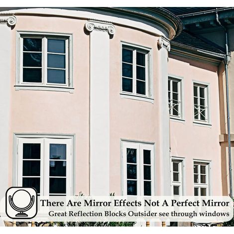 Wärmereflektierende Fensterfolie, einseitig verdunkelnd, schützt tagsüber vor neugierigen Blicken, 100 % UV-Schutz, abnehmbare Spiegelfolie für Zuhause und Büro, dunkelsilber-schwarz, 45 x (1/5)