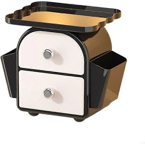 【BQ】Boîte de rangement de bureau à tiroirs, fabriquée en plastique PP, avec panneau avant transparent - Noir v (1/5)