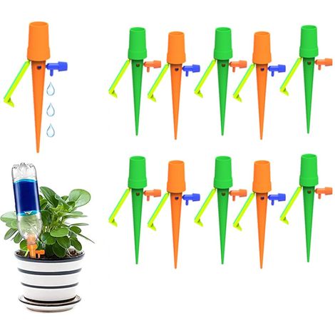 Irrigation Goutte à Goutte Kit, 12 Pièces Piquets d'arrosage Automatiques, Arrosage Plantes Automatique Système Convient à Toutes Les Bouteilles, pour Les Plantes d'intérieur et d'extérieur (1/5)