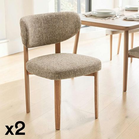 Chaise en tissu brun foncé et bois (lot de 2) MONTREUX (1/5)