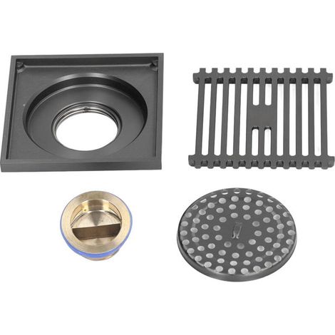 Grille de drainage sol carrée en acier inoxydable anti-odeur, grand débit, pour salle de bain, balcon – gris (1/5)