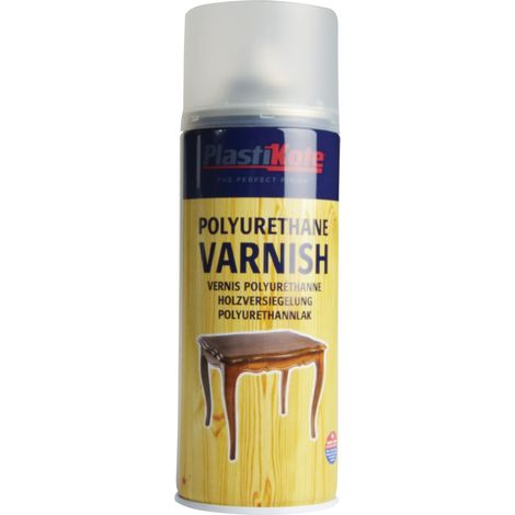 PlastiKote 592 Satin Polyurethane Varnish Spray - Clear, 400ml