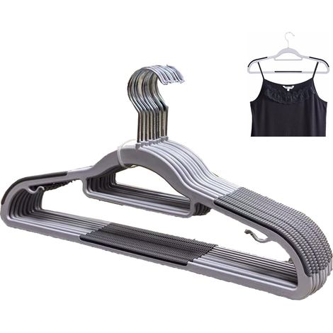 NALOOKAMIC 10pcs cintres en plastique, cintres antidérapants, cintres robustes pour manteaux, robes, chemises (noir) (1/3)