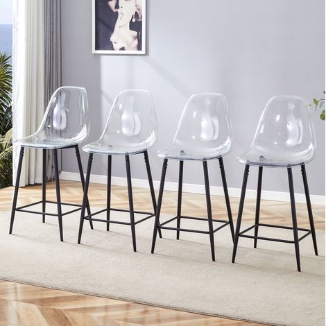Barhocker transparent 4er-Set, schwarzes Metallgestell, 101,6 cm HAVRYA (1/5)