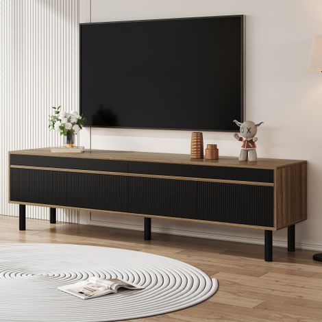 Mobile TV, supporto TV, pannello TV con 4 ante. Finitura pregiata. Disponibile in nero o legno naturale. Altezza 47 cm / Lunghezza 170 cm / Larghezza 38 cm (1/5)