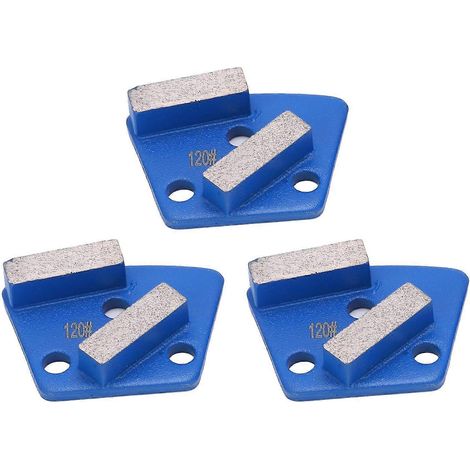 3-teiliges Set Diamantschleifschuhe, trapezförmig, für aggressives Schneiden von Betonböden, 2 lange Zähne, blau, 120
