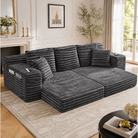 Divano letto con tasche e portabevande 273 cm OKMYHOME (1/5)