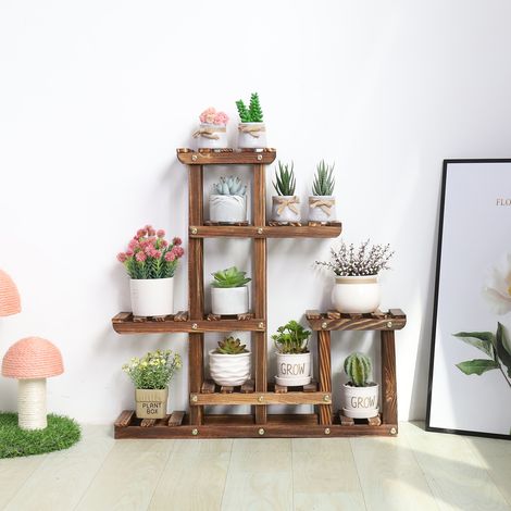 Wooden Tabletop Plant Stand MultiLayer Concise Desktop Windowsill Planter Holder (1/5)