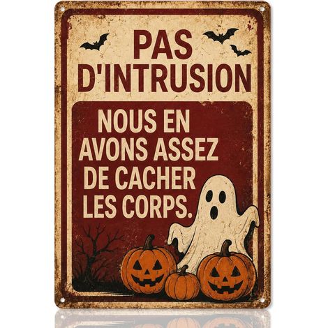 Decoration Halloween, Deco Halloween, Panneau Métal Vintage 20 x 30 cm (1/5)