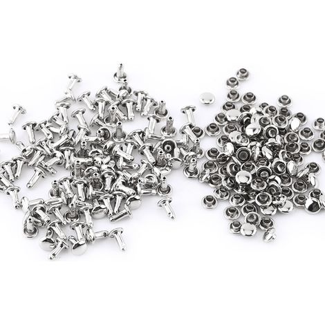 100 rivets tubulaires à double tête en métal pour la réparation et la décoration du cuir. (1/5)