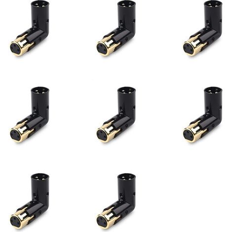 Convient aux adaptateurs XLR à 3 broches à angle droit réglables, aux adaptateurs XLR mâle-femelle à angle droit et aux adaptateurs XLR à 90 degrés.
