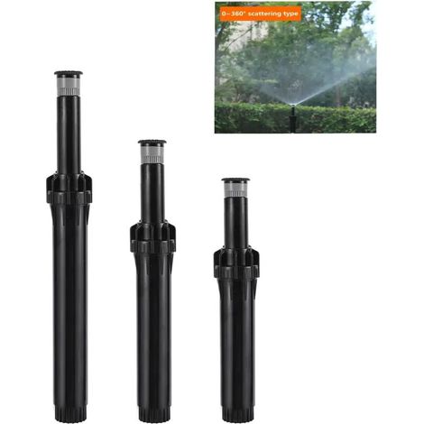 Arroseur escamotable enterré (23,5 cm) à filetage femelle 1/2", à levage automatique 360°, buse à jet diffusant, pour l'irrigation des pelouses vertes.