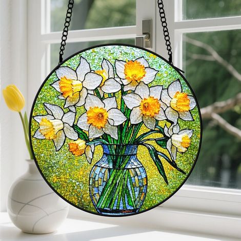 Capteur de Soleil en Vitrail Décoration Spirituelle pour Maison 9cm (1/4)