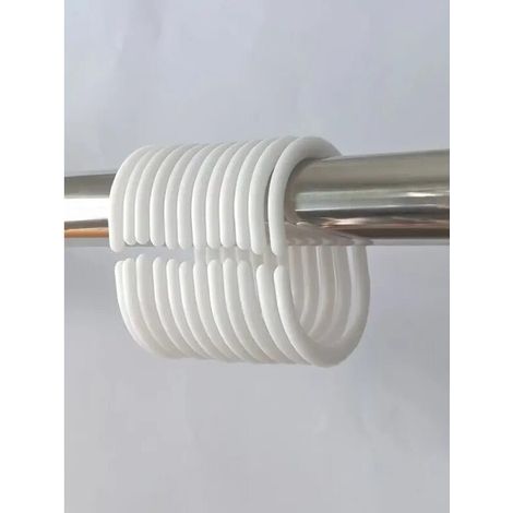 Rideaux et supports de rideauxAnneaux de rideau de douche en plastique, en forme de C, blancs, lot de 12 (1/4)
