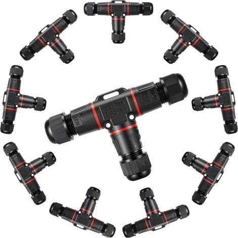 10 pièces connecteur electrique etanche IP68, 3 fils connecteur etanche, Connecteurs de câble enterré étanches, Forme de T, pour diamètre de câble Ø3-12 mm (1/5)