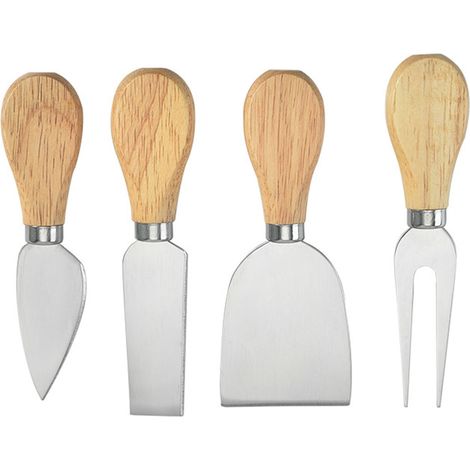 Käsemesserset mit Edelstahlklinge, ergonomischem Griff und Käsegabel, inklusive Holzbox für Pizzabrot (1/5)