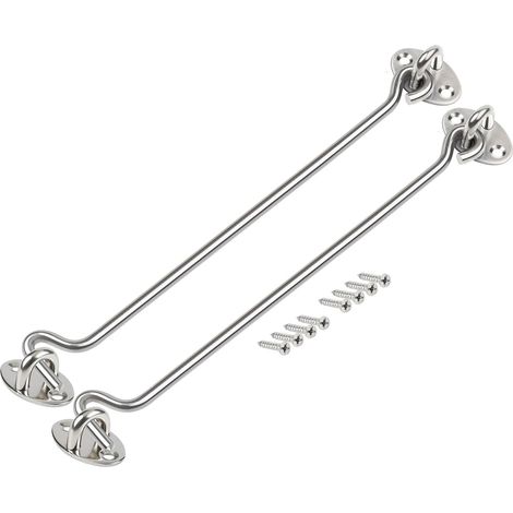 2pcs Loquet à crochet et à œillet, crochet de porte en acier inoxydable, loquet à œillet Serrure de Porte de Grange crochets crochet et loquet à œillet pour portails en fenêtre loquet 8 Inch (1/5)