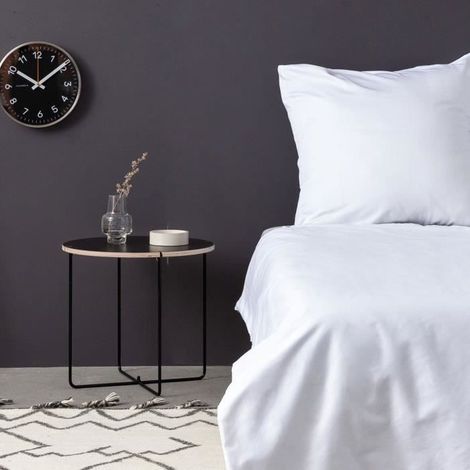 Parure de lit - 1 housse de couette 220 x 240 cm + 2 taies d'oreiller 60 x 60 cm - Satiné 100% coton - Blanc