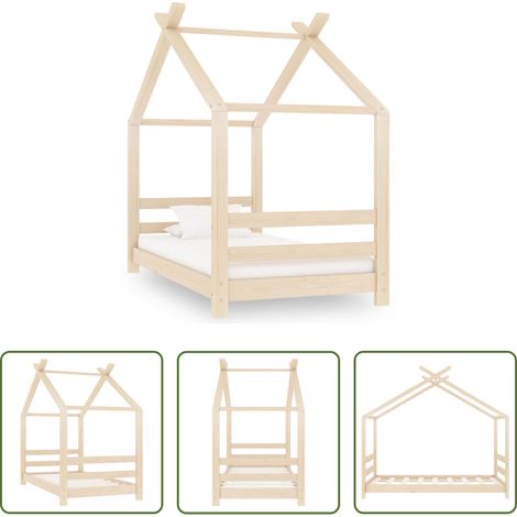 vidaXL Kiefer Holz - Kinder-Bettgestell Massivholz Kiefer 70x140 cm (1/5)