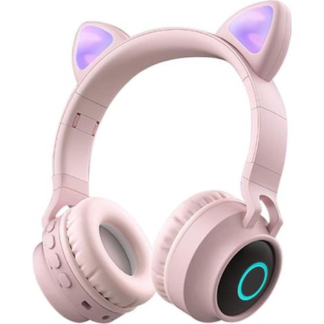 Casque sans fil à oreilles de chat avec microphone, son stéréo Hi-Fi, compatible avec iPhone, Android et PC. (1/5)