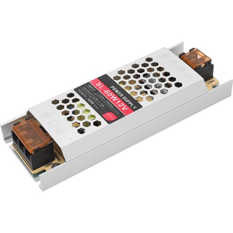 LED Power Supply Ultra Thin Strip Type Aluminum Alloy Housing Power Supply Transformer 12V 5A 60W