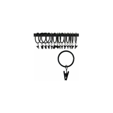 Draperie Rideau Clips with Anneaux (Φ50mm, Set di 16) - Antirouille Mat Acier Inoxydable Tringle à Rideau Anneaux Clip with Oeillets pour Party Light, Tente (Vintage Black, 2 Pouces) - Crezuo