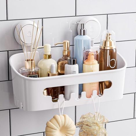Étagère à ventouses, panier de douche amovible sans perçage, organisateur pour cuisine, salle de bain et chambre (1/5)