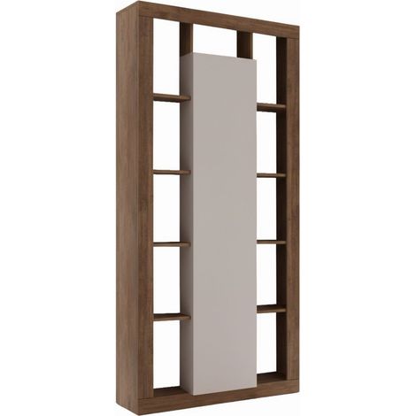 Colonne 1 porte avec encadrement 11 niches beige et aspect bois finition Mercure - LIMANI (1/4)