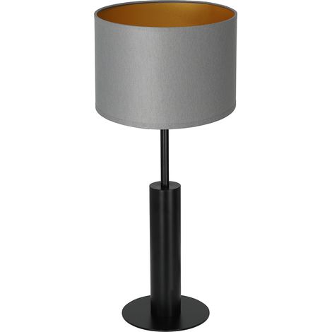 Lampe de table noire abat-jour gris/or 58cm Luminex