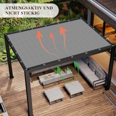 NALOOKAMIC Voile d'ombrage avec œillets - Filet d'ombrage de jardin - 2 x 3 m - Protection solaire - Filet d'ombrage pour serre, terrasse, plantes, poulailler - Coupe-vent - Perméable à l'eau