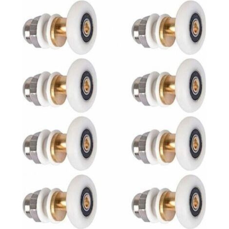 8 Pieces Roulette Shower Door, Sliding Door Shower Enclosure Rollers Door Pulleys Replacement Wheel for Roller with Wheel Diameter 25mm (1/5)