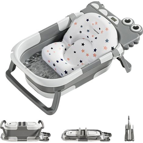 Bañera para bebé, diseño plegable, control de temperatura, color gris. (1/2)