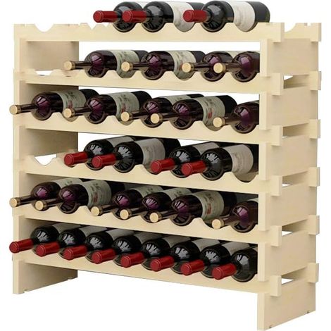 Soges Botellero de madera botellero con capacidad para 48 botellas de vino