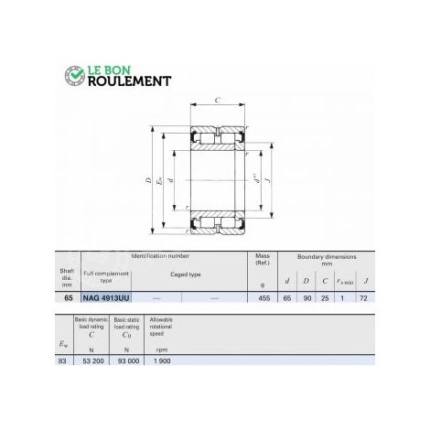 Roulement à rouleaux cylindriques NAG4913-UU-IKO
