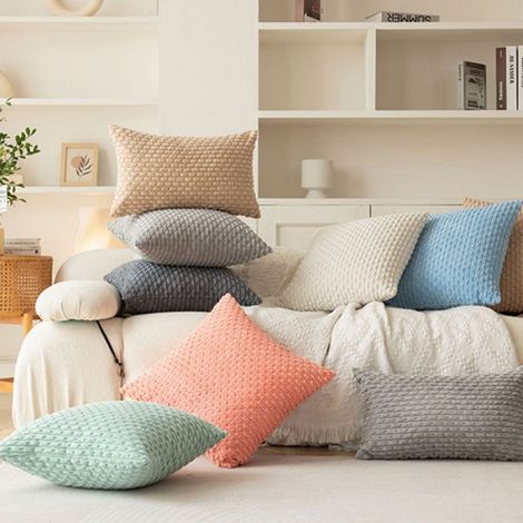 Lot de 2 Housses de coussin,Velours côtelé rayé,45x45cm,Décoratif,Canapé Chambre à coucher (1/5)