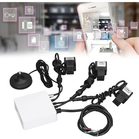 Transformateur de courant à pince triphasé à quatre fils Tuya Smart Living ZigBee KWh avec trois capteurs de niveau de liquide de circuit 80 A : Moniteur/compteur d'énergie pour maison intelligente 10 (1/5)