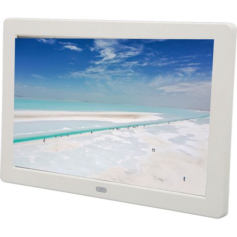 Cadre photo numérique 8 pouces, écran HD IPS 1280 x 800, commutation d'écran, ports USB et carte mémoire, blanc, prise européenne 100-240 V (1/5)