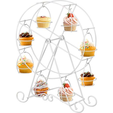 Tourniquet Manège Dessert Support 8 Cupcakes Plateau Service Fête Forain Acier Inoxydable Cirque (1/5)
