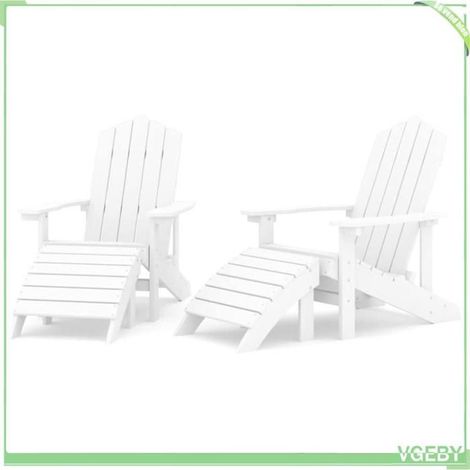 Chaise de jardin Adirondack - FAFEICY - 3095696 - lot de 2 - PEHD anti-UV - avec repose-pieds - Blanc (1/4)