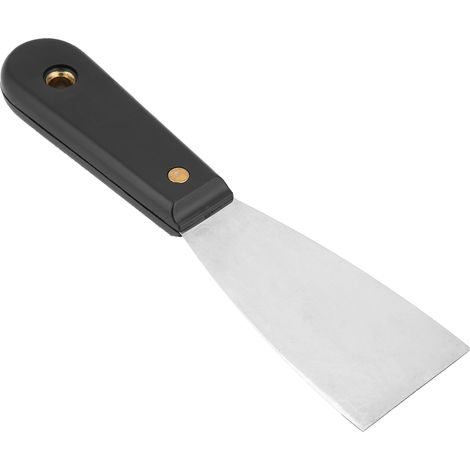 Grauer Spachtel für Tapeten und Farbe, Klinge aus Edelstahl, weicher Griff (1/5)