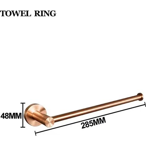 (Anneau porte-serviettes droit) Porte-serviettes en acier inoxydable doré rose brossé, crochet pour vêtements de salle de bain, porte-mouchoirs, anneau porte-serviettes, brosse WC, ensemble de barres  (1/5)